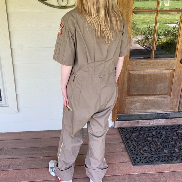 Vintage Deputy Sheriffs Short Sleeved Flight Suit Coveralls in Khaki Brown - L - Picture 2 of 9